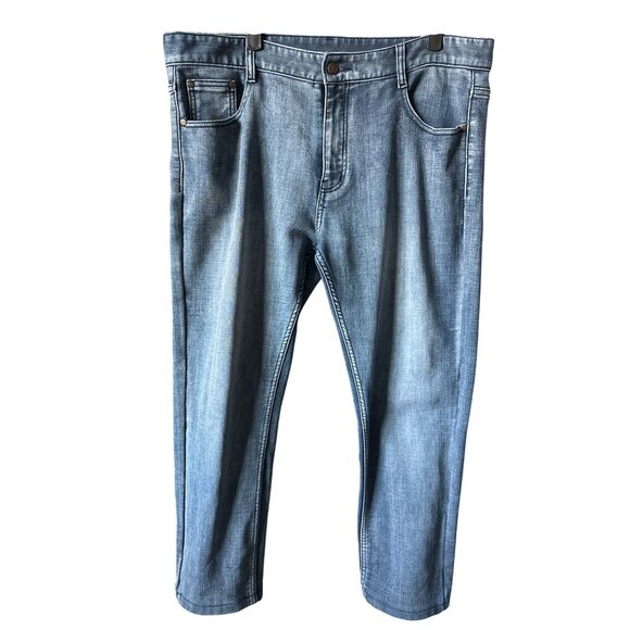 Gucci Blue Jeans Straight Fit Mid-Wash 5 Button Pockets GG Classic Size 36x27 - Picture 1 of 9